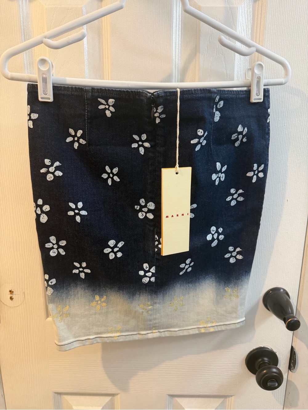 MARNI Bleached Flower Printer Stretch Denim Skirt - Picture 3 of 8